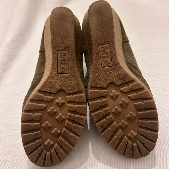 Mia Leather Wedge Ankle Booties Raphaella Women's Size 8.5 Lace Up Brown GG379 - Picture 6 of 8